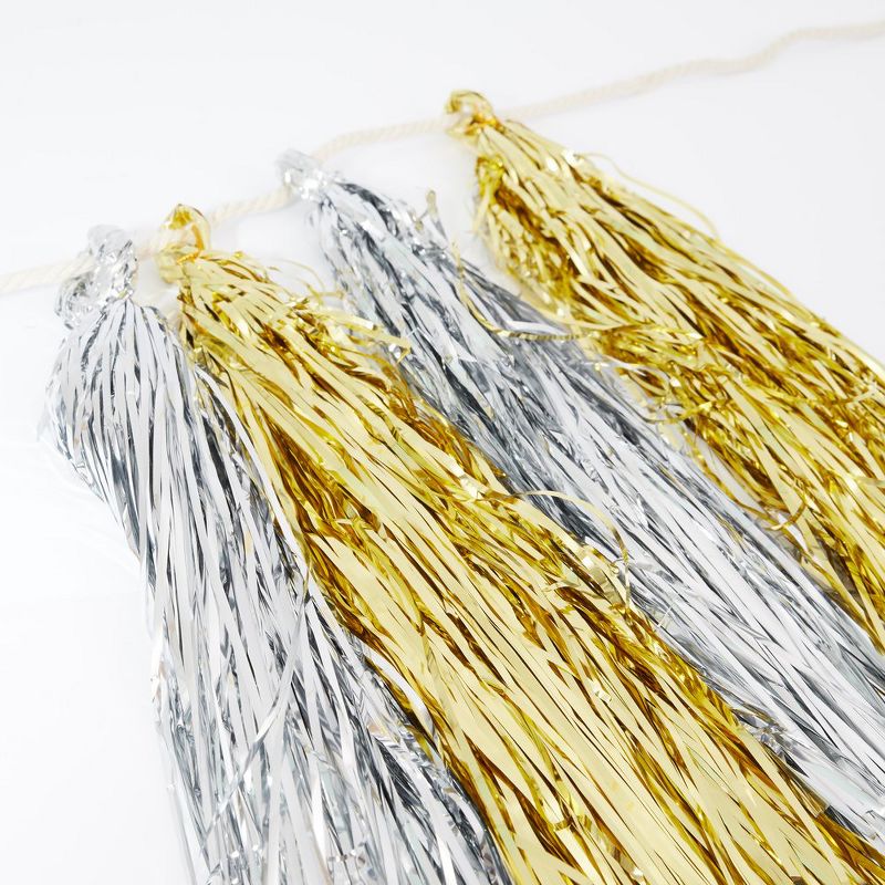 Meri Meri   Gold & Silver Tassel Banner   Party Decorations and Accessories - 10.5'