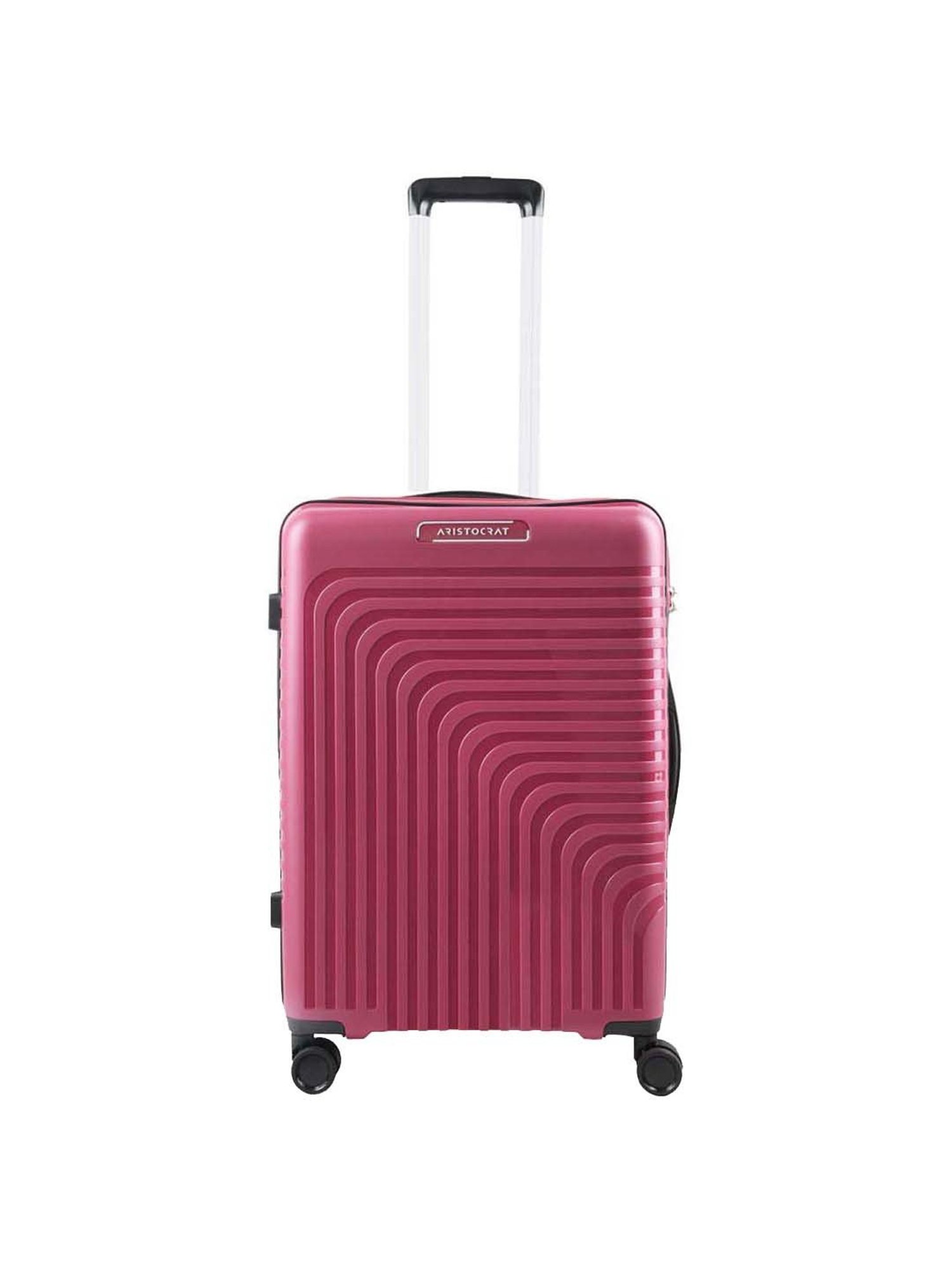 Aristocrat Wego Pink Textured Hard Medium Trolley Bag - 47 cm