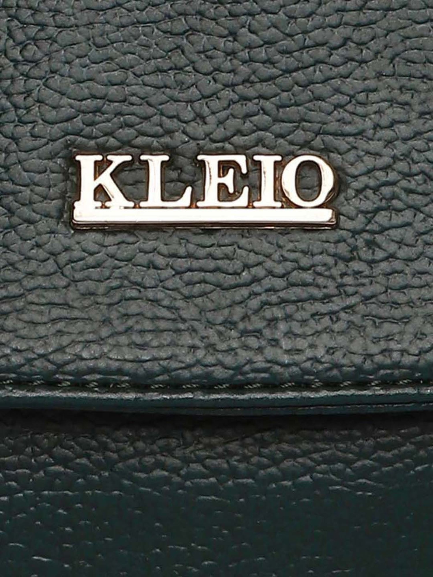 KLEIO Dark Green Solid Medium Shoulder Handbag