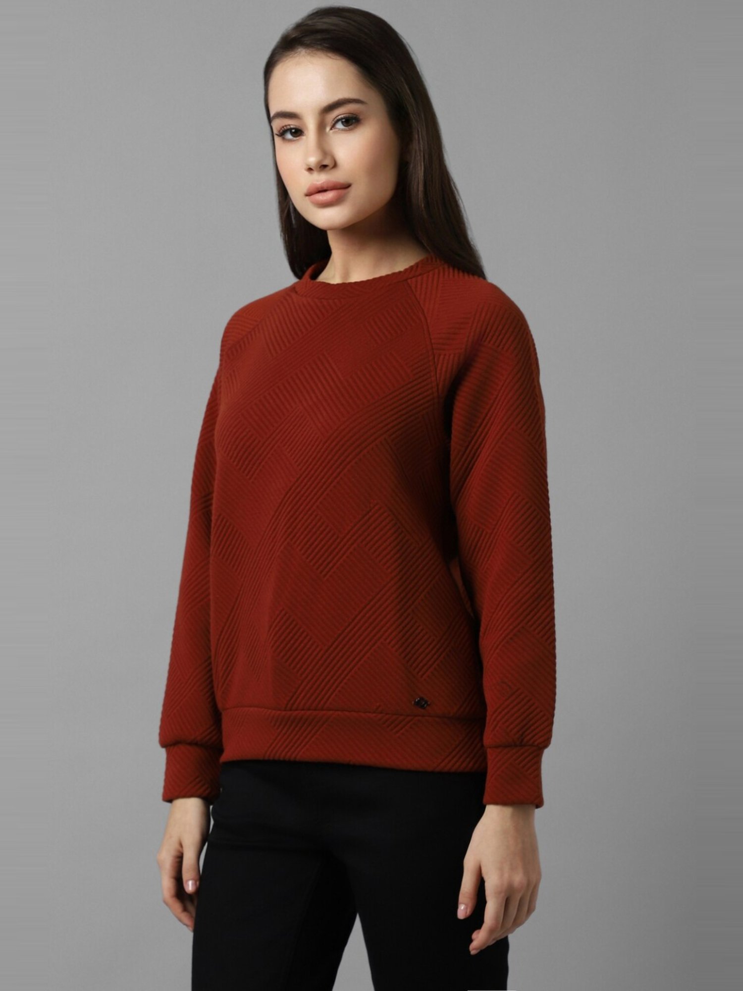 Allen Solly Maroon Self Pattern Sweatshirt