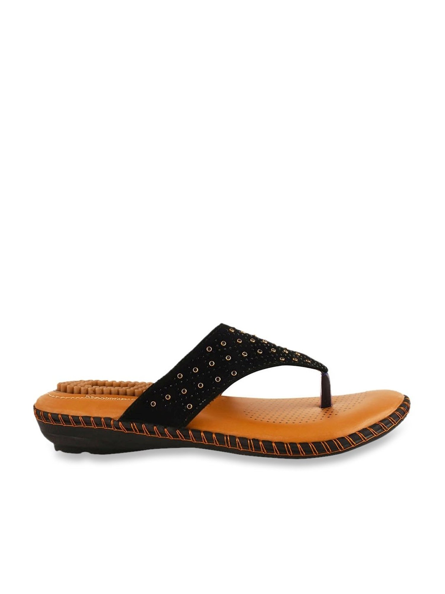 The White Pole Women's Black Thong Sandals