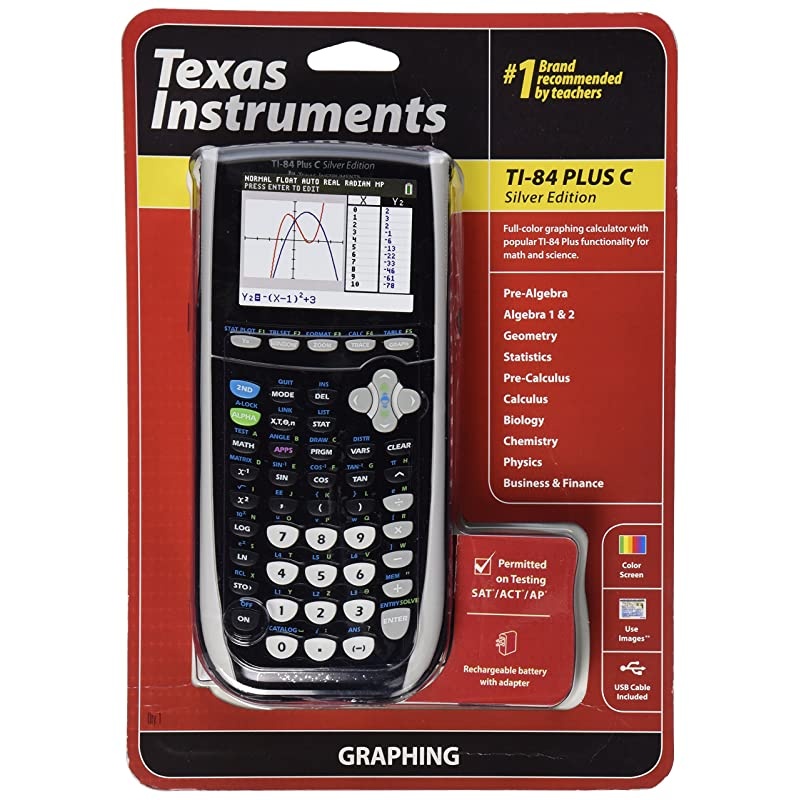 TI-84 Plus C Silver Edition Graphing Calculator, Black