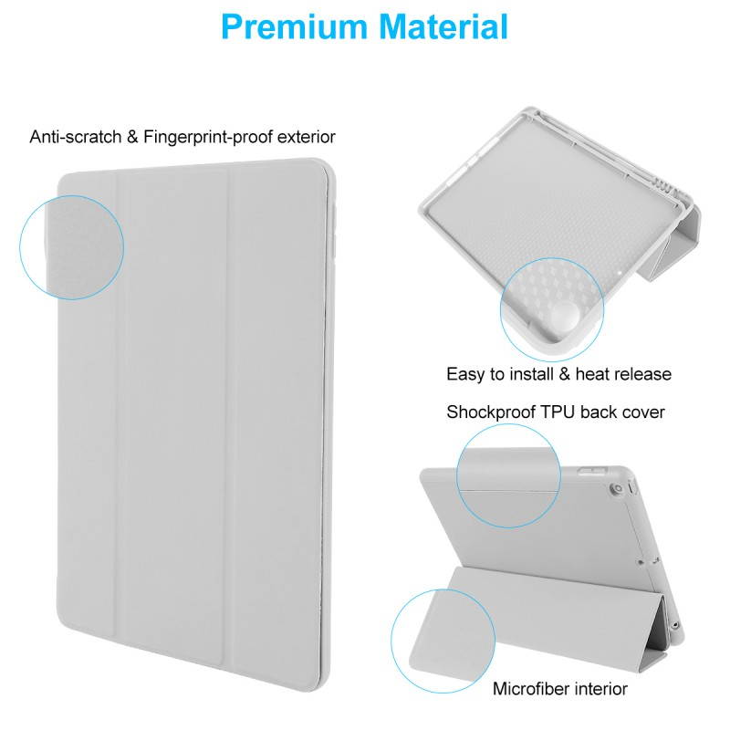Case Compatible with iPad Mini 7.9" 2019 iPad Mini 5th Gen with Pencil Holder,Protective Case with Ultrathin Trifold PU Leather,Auto Sleep/Wake Cover Compatible for iPad Mini 5th Gen,Grey