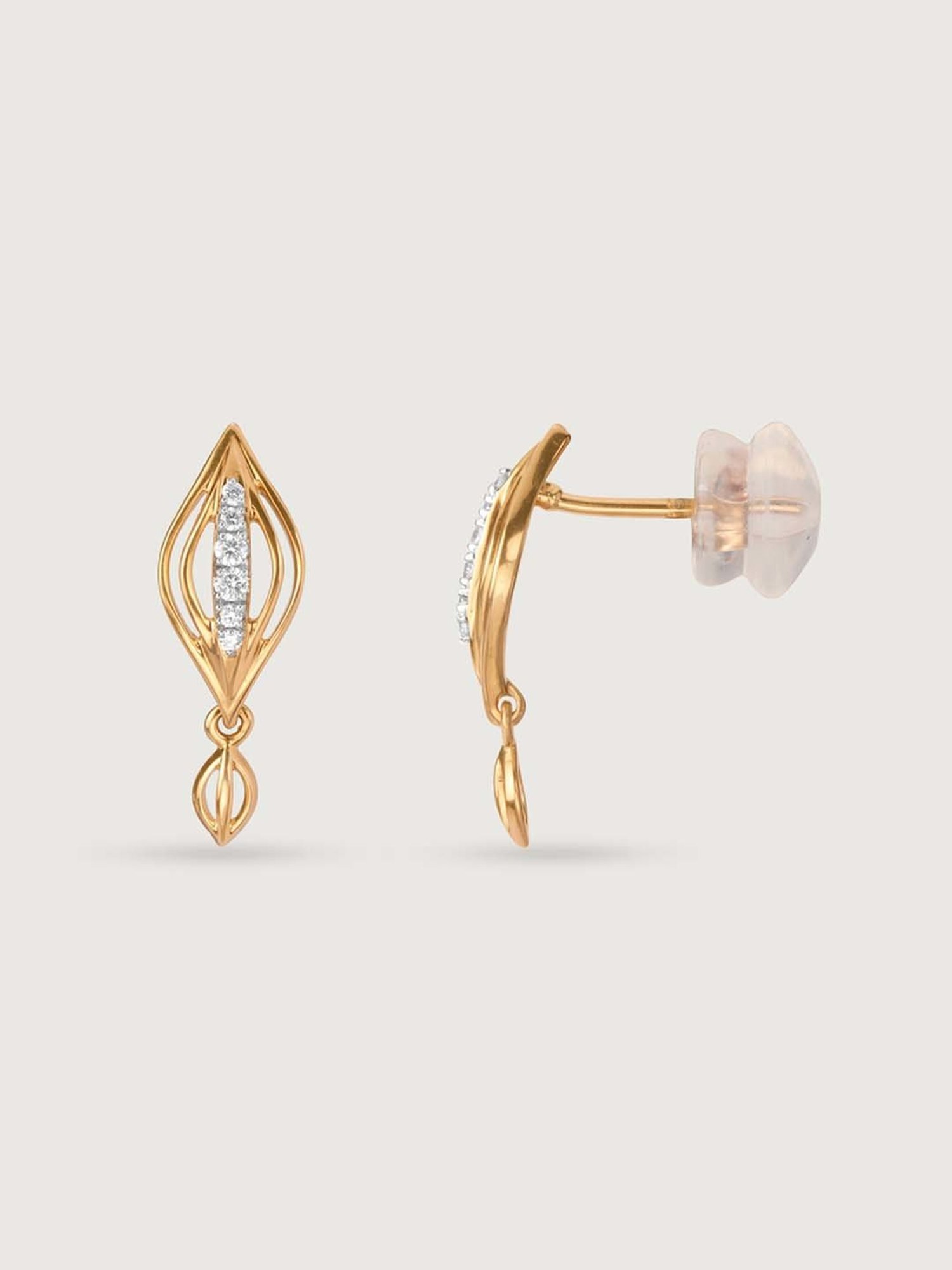 Mia by Tanishq Breezy Elegance 14k Gold & Diamond Drop Earrings for Women