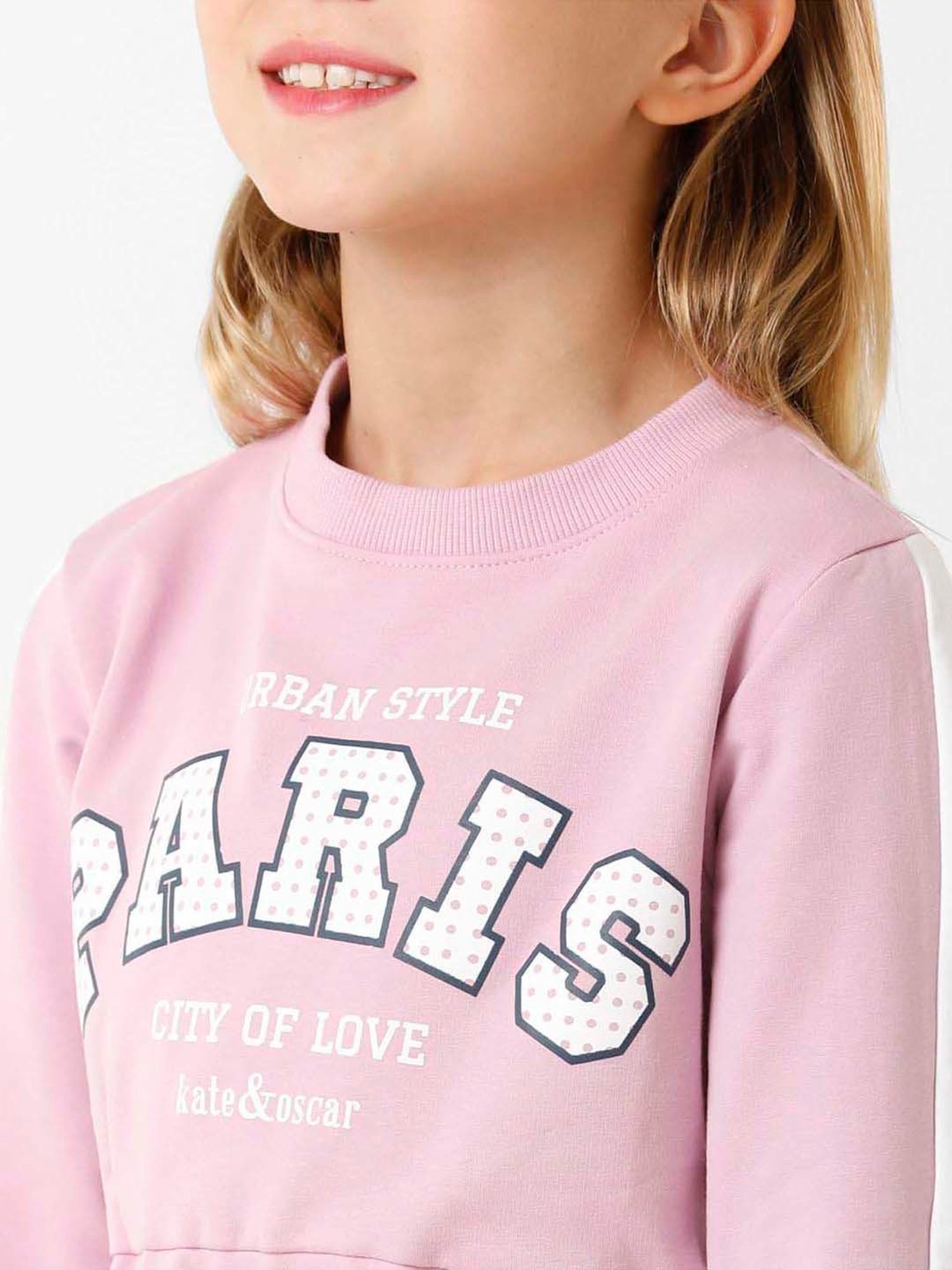 Kate & Oscar Kids Lavender Cotton Printed Full Sleeves Dress