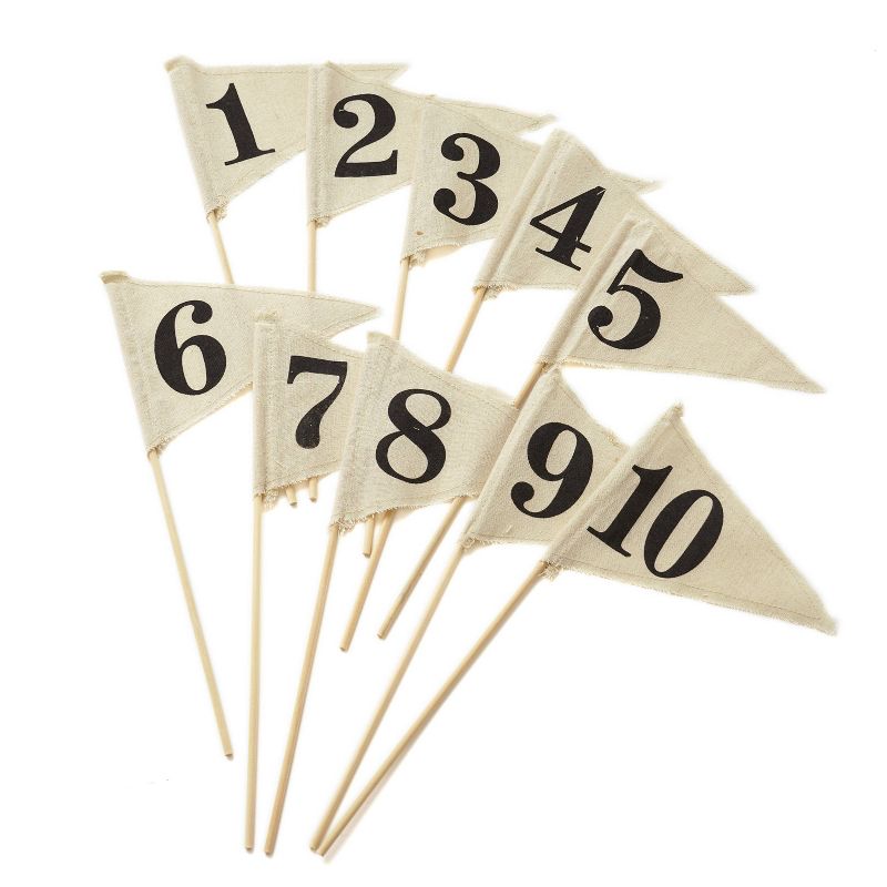 Number 1-10 Linen Pennant Table Party Decoration and Accessory Brown