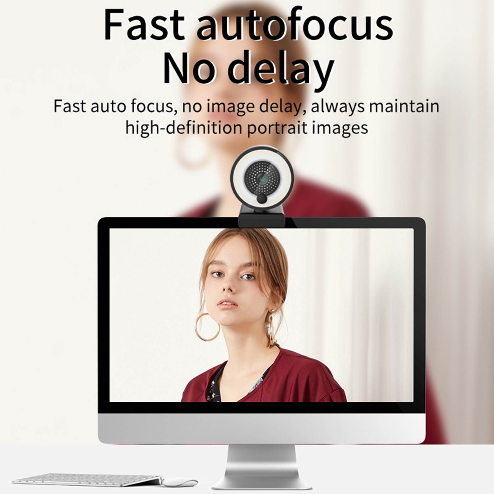 Webcam,  5.0 Million Pixel 2K Auto Focus USB Computer Camera Webcam with Fill Light