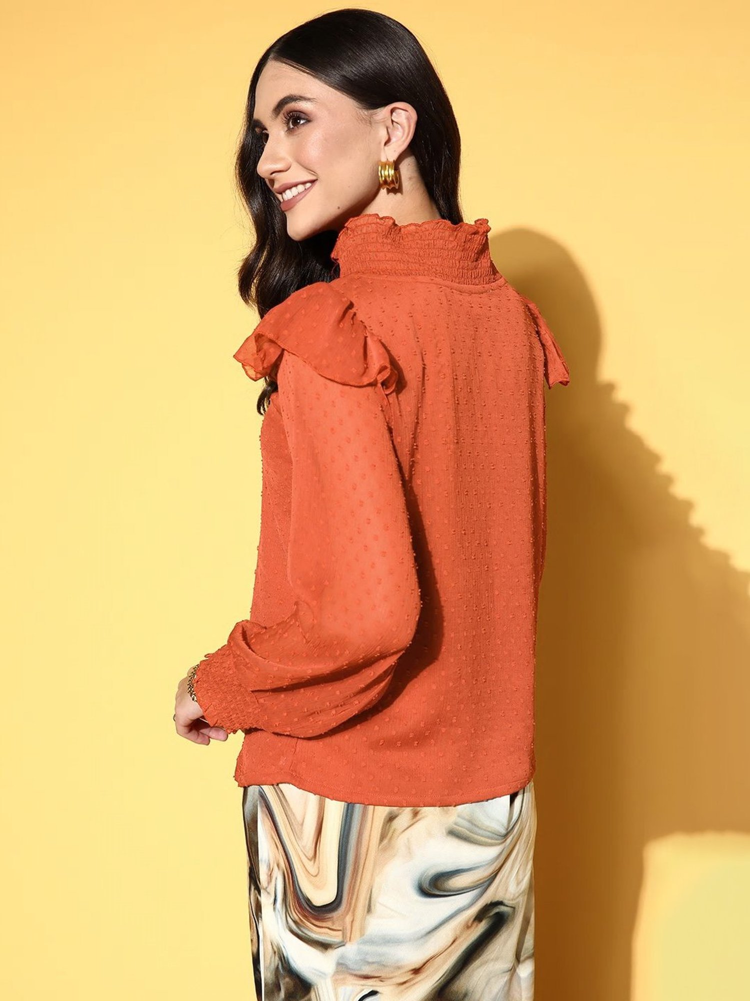 Melon by PlusS Rust Full Sleeves Top