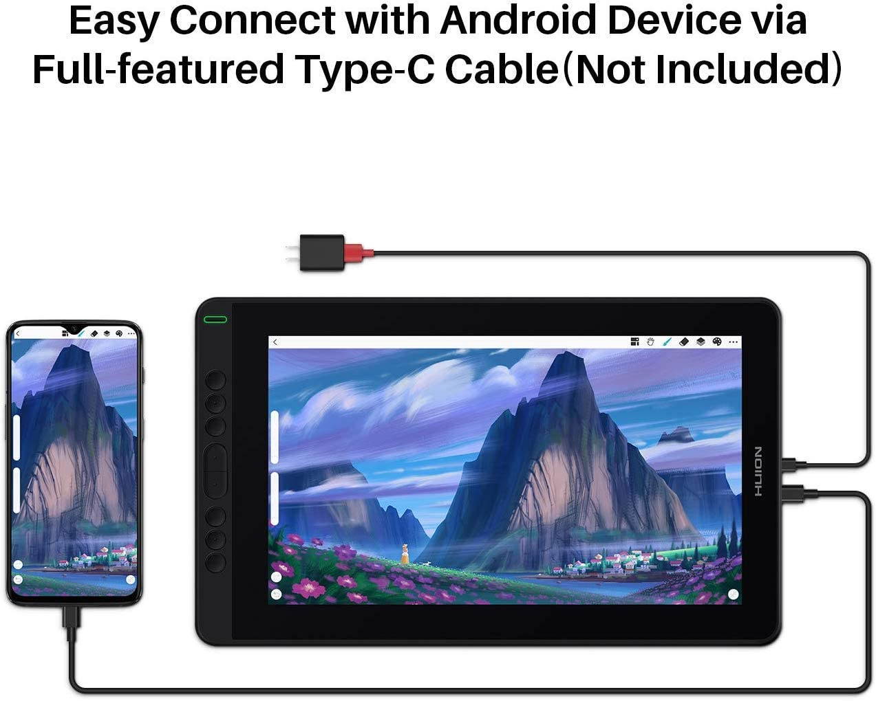 2020 HUION KAMVAS 13 Graphics Drawing Tablet with Full-Laminated Screen Android Support Battery-Free Sylus Tilt 8 Press Keys,13.3inch Pen Display, Purple