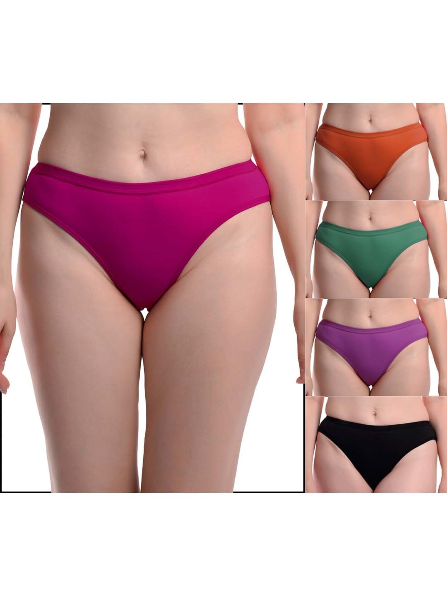 AROUSY Purple & Orange Cotton Bikini Panties - Pack Of 5