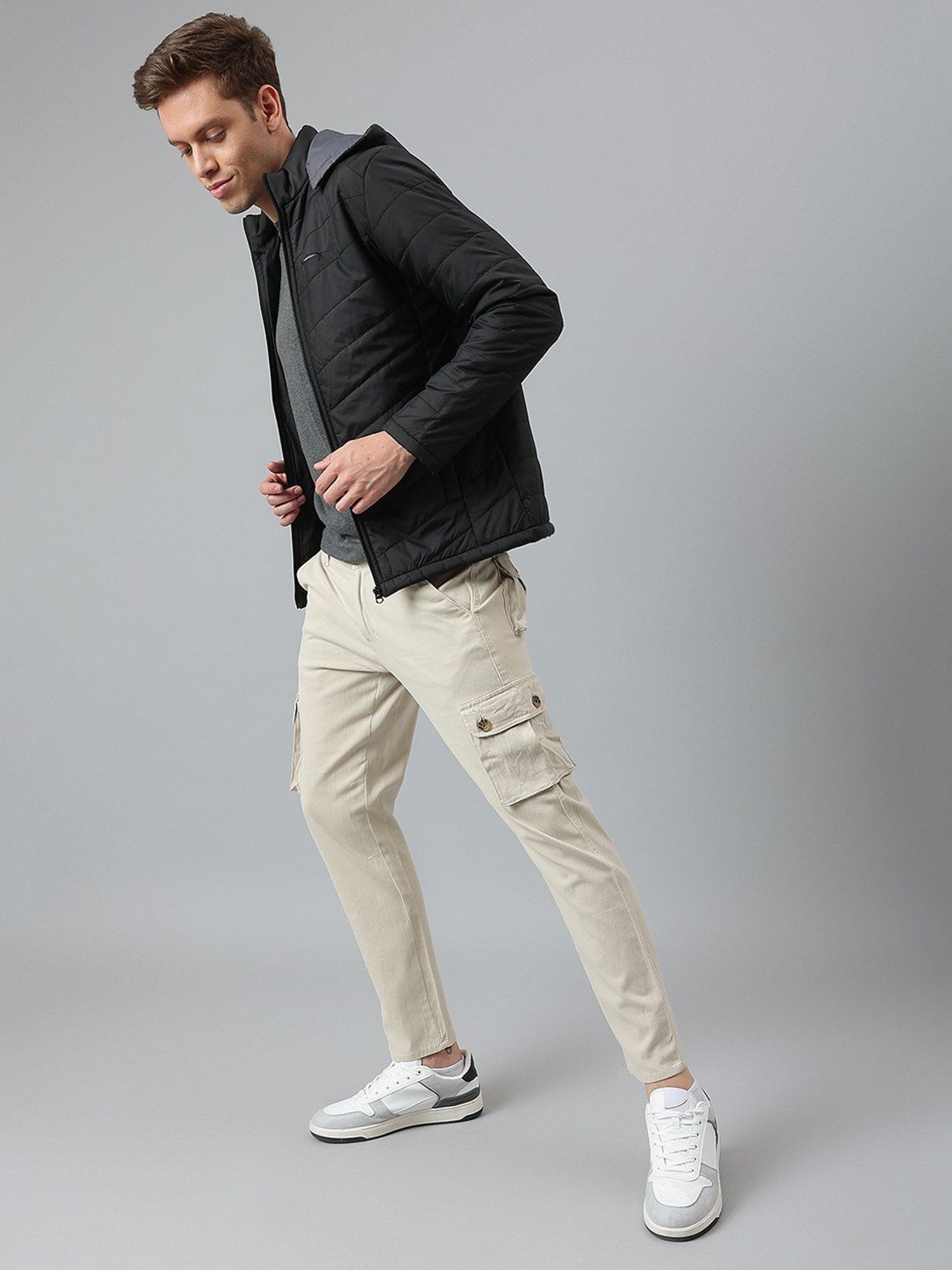 Dennis Lingo Black Regular Fit Quilted Hooded Jacket