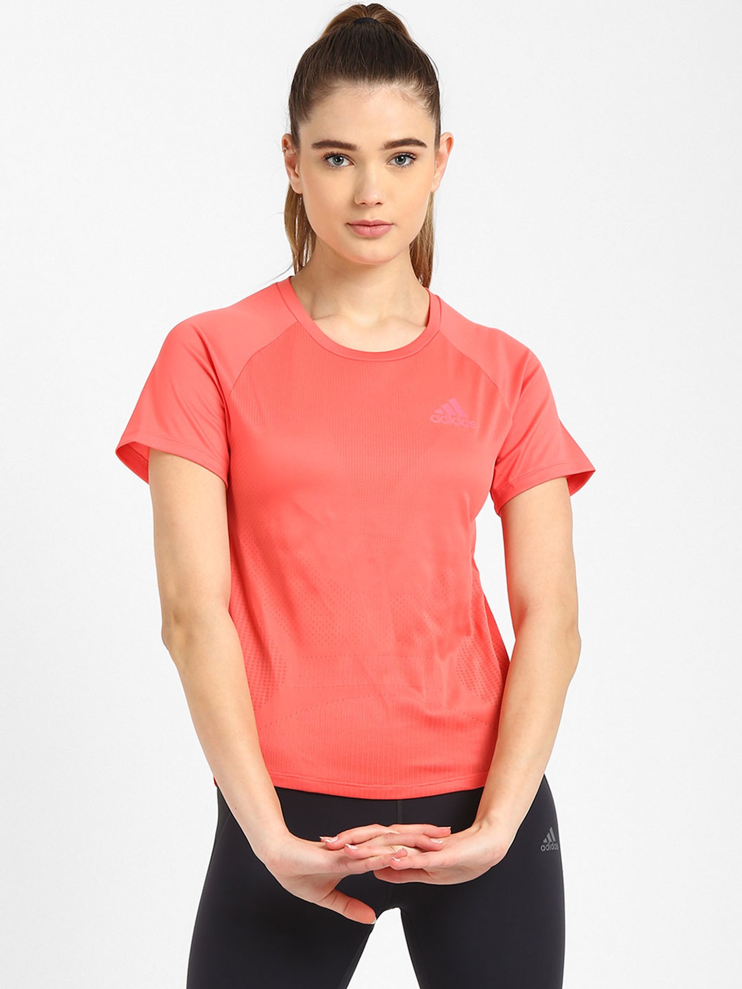 Adidas Red Self Print ADIZERO T-Shirt