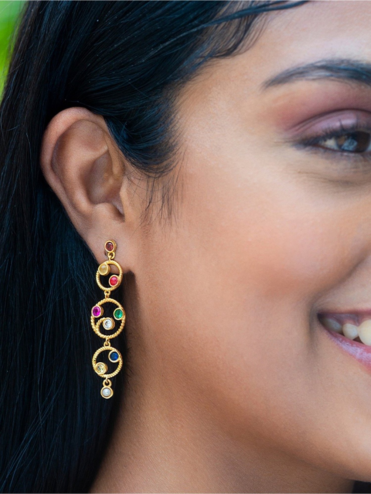 Shaya 92.5 Sterling Silver Being My Own Navratna Galaxy Earrings for Women