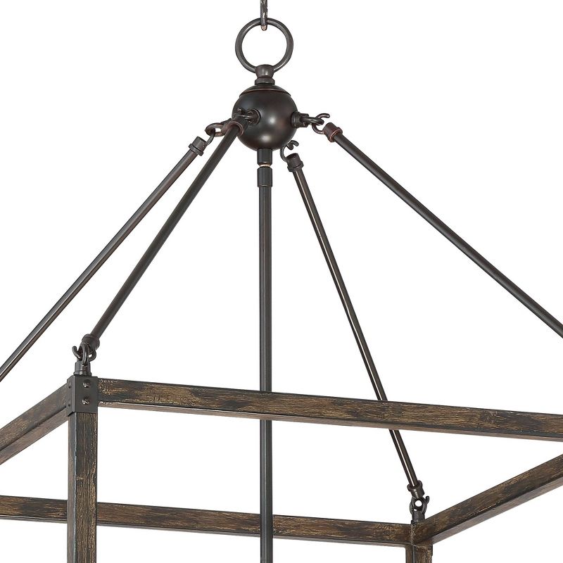 Franklin Iron Works Bronze Wood Grain Cage Foyer Chandelier 20 1/4" Wide Rustic Farmhouse 8-Light Fixture for Dining Room Entryway