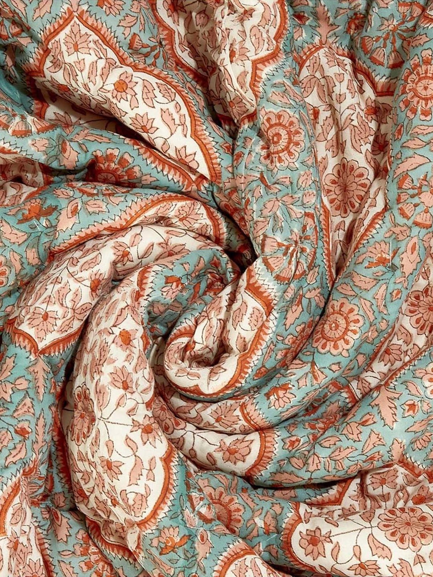 Maspar Vincent Green & Blue Cotton 120 TC Reversible Quilt - Set of 1