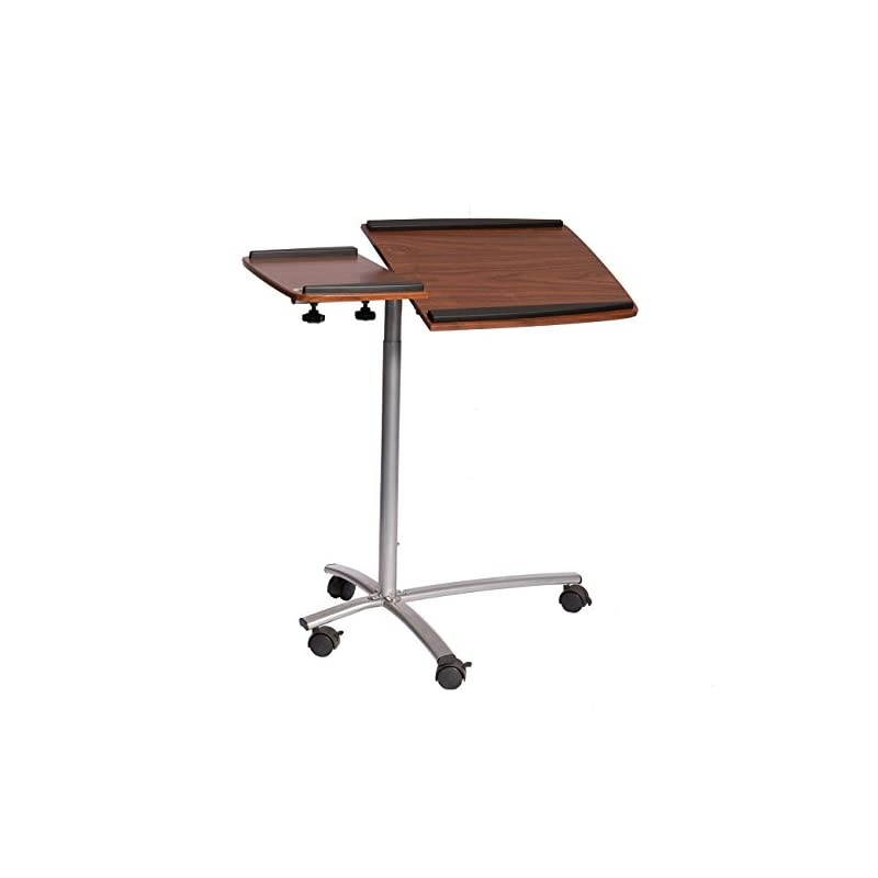 Sit-to-Stand Rolling Adjustable Laptop Cart, 32"W x 18"D x 47" H, Mahogany