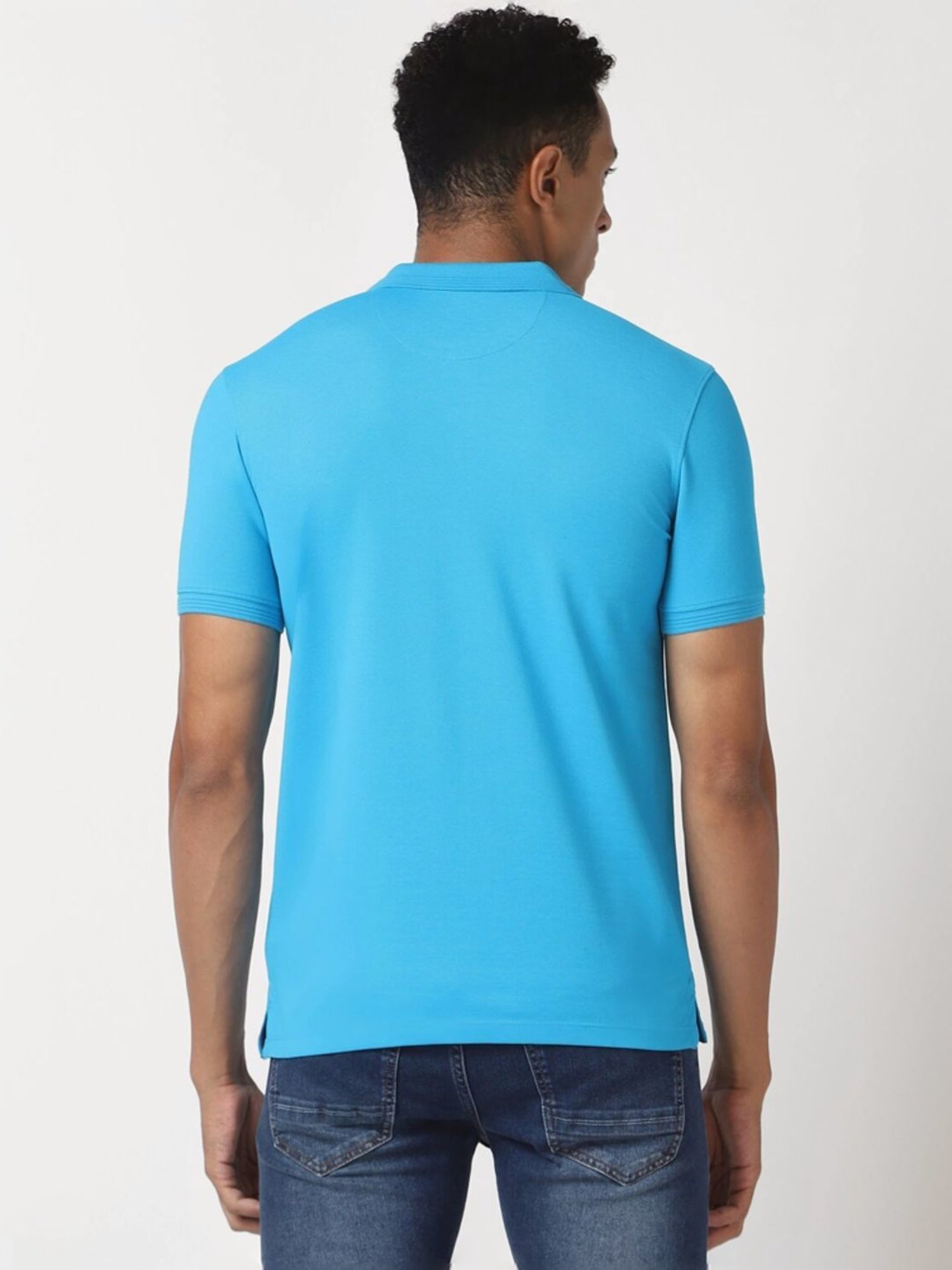 Peter England Blue Slim Fit Polo T-Shirt