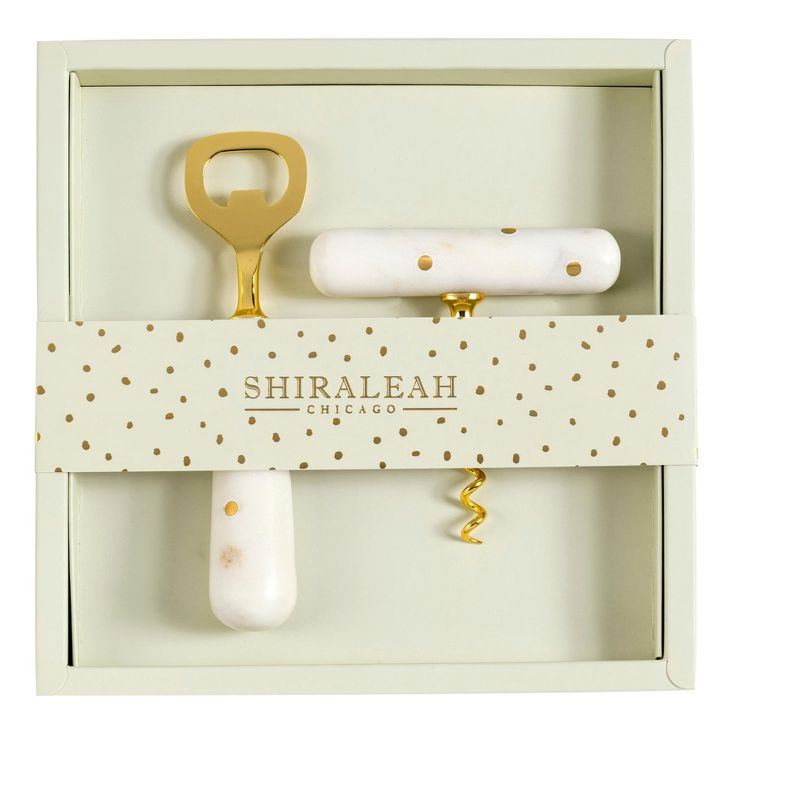 Stella Cork Screw And Bottle Opener Set - White - Shiraleah