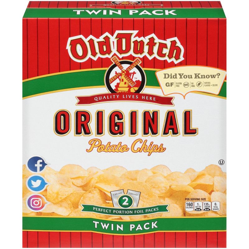 Old Dutch Twin Pack Box Original Potato Chips