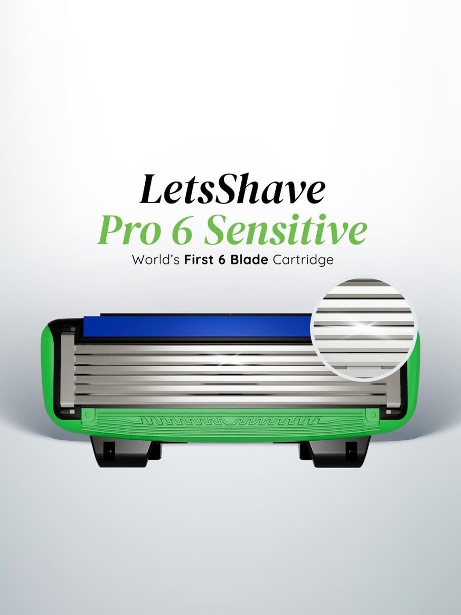 LetsShave Pro 6 Sensitive Shaving Blades - Pack of 4 (Green/Blue)