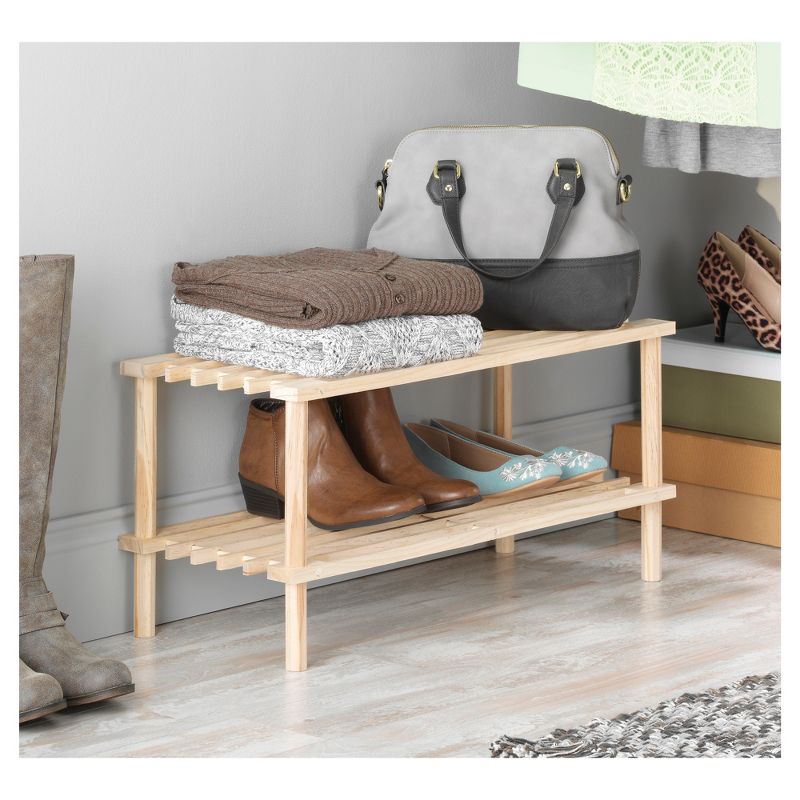 Whitmor 2 Tier Shoe Rack Natural Wood