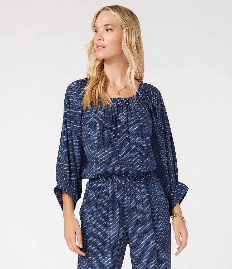 Karen Kane Textured Pinstripe Peasant Top