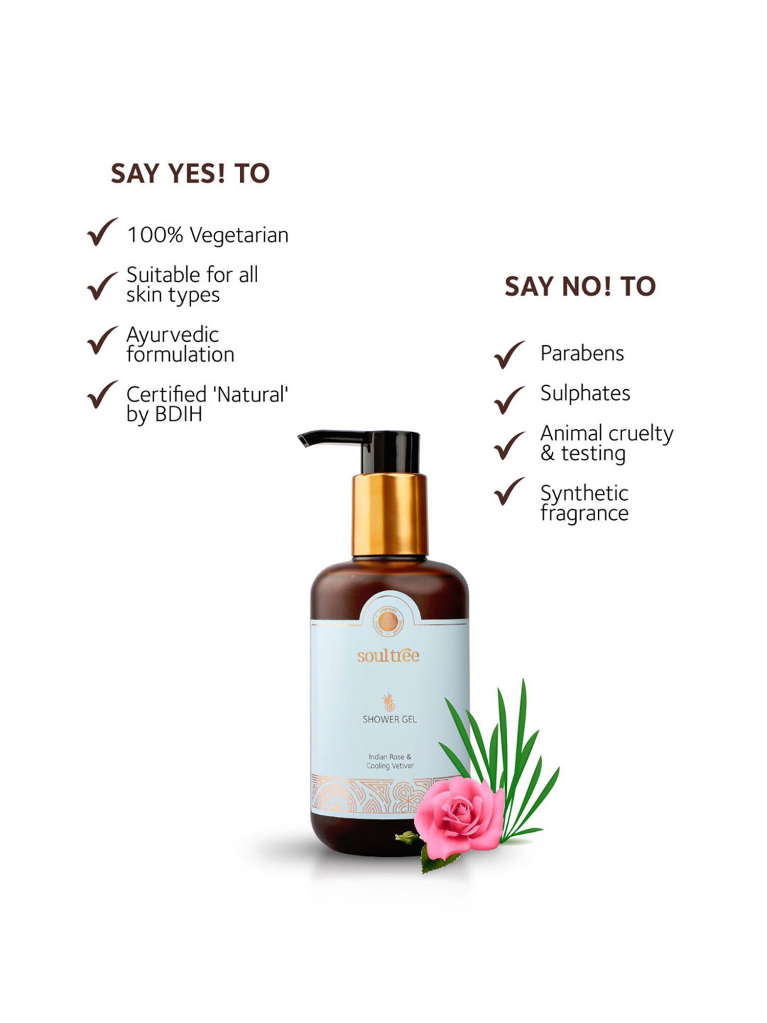 SoulTree Indian Rose & Cooling Vetiver Shower Gel - 250 ml