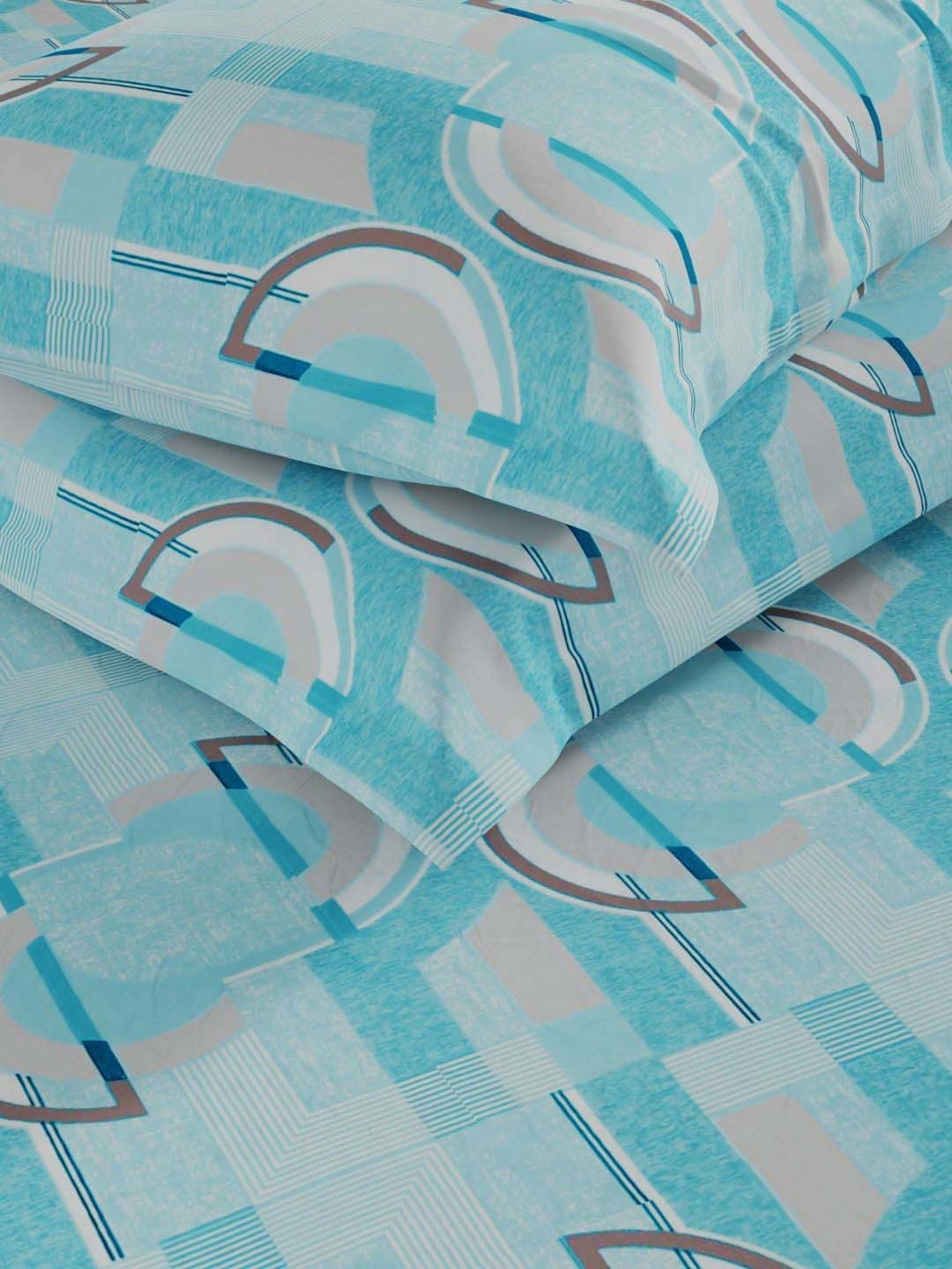 Bianca Amolina Blue 135 TC Cotton Double Bedsheet with 2 Pillow Covers