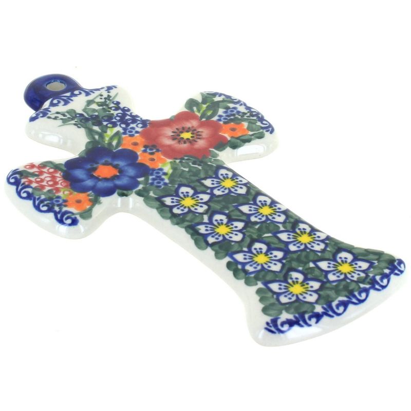 Blue Rose Polish Pottery Berry Bouquet Cross