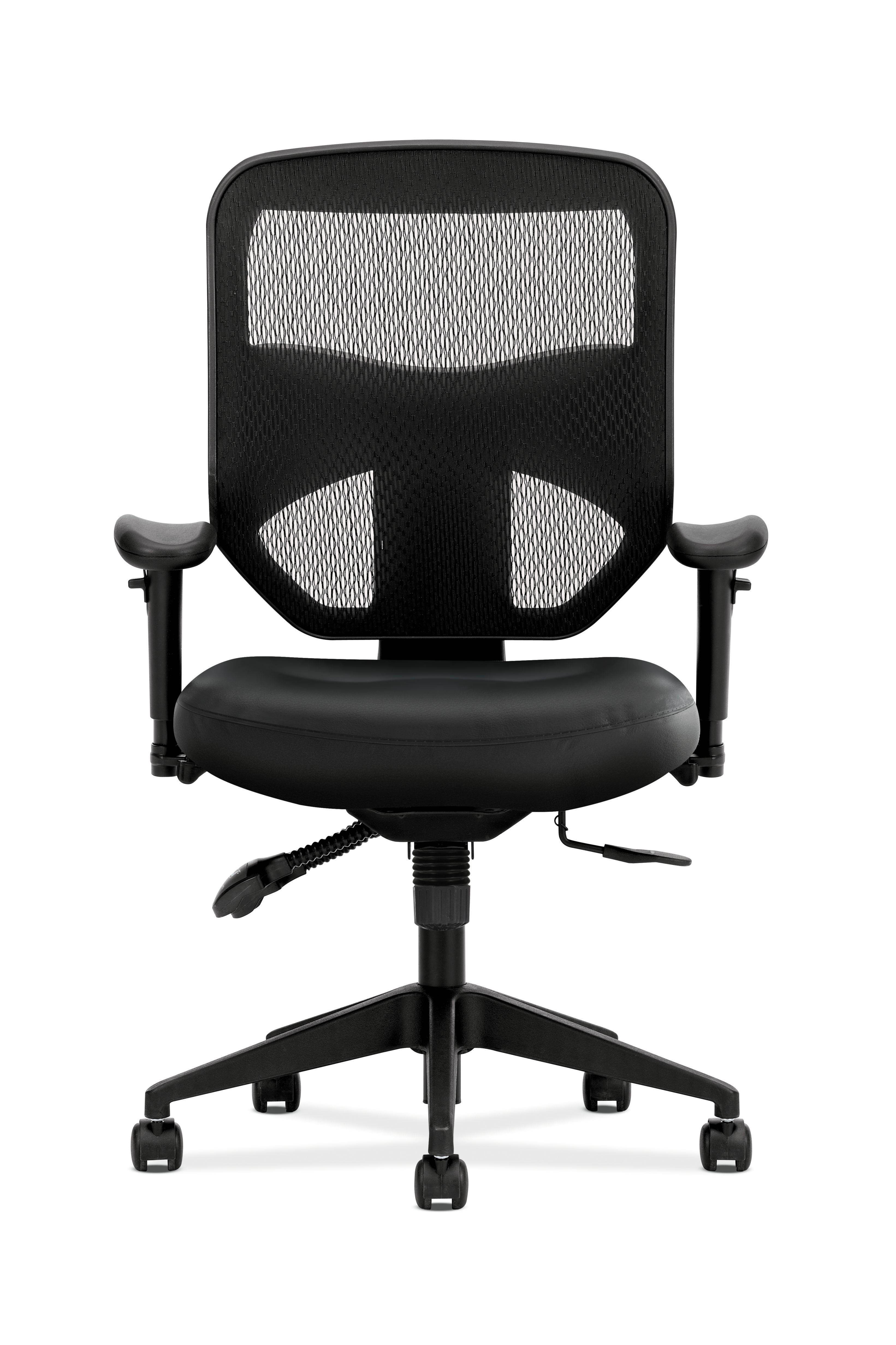 Prominent Mesh High-Back Task Chair Seat Glide 2-Way Arms Black Leather