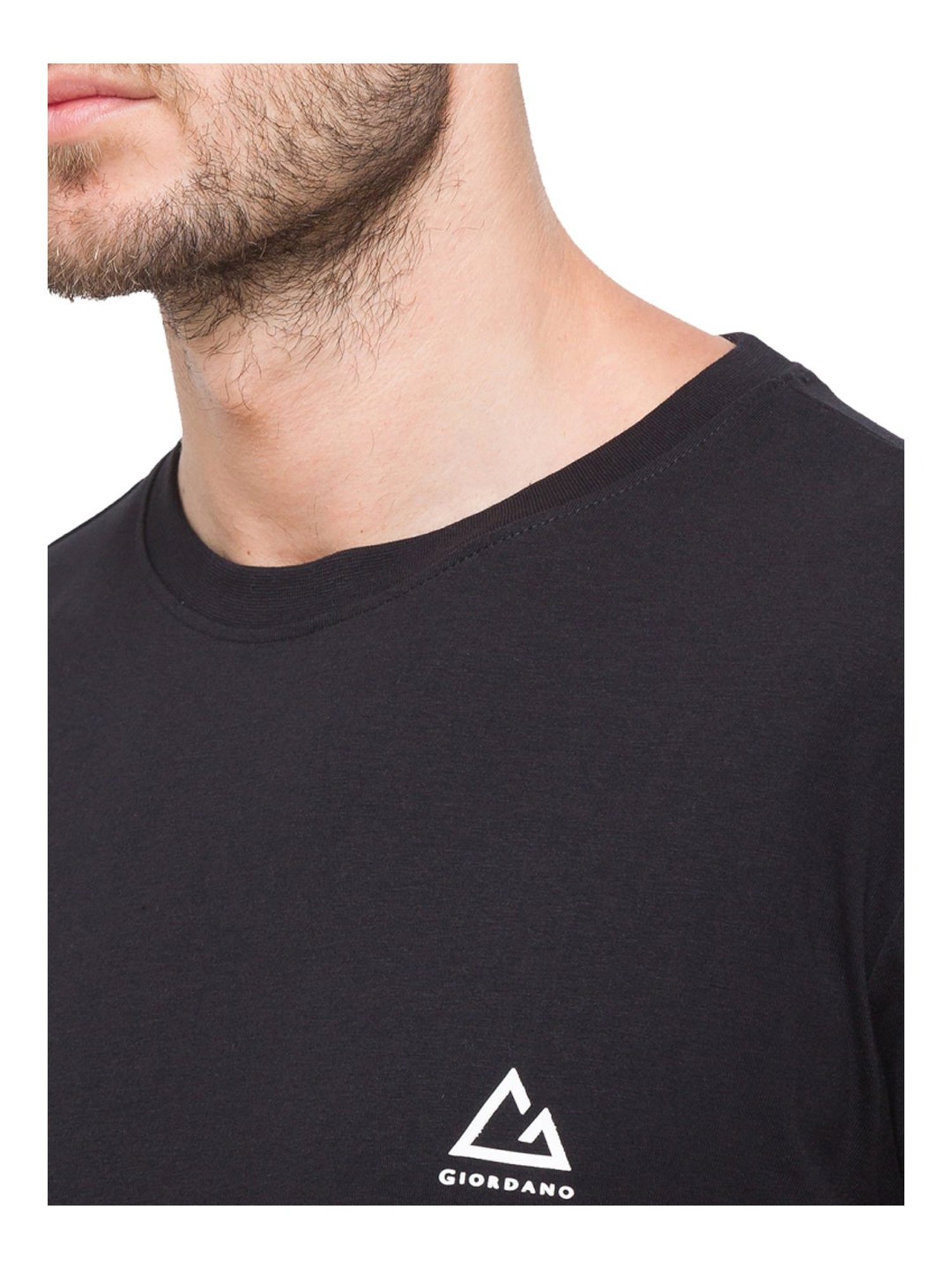 Giordano Black Cotton Slim Fit T-Shirt