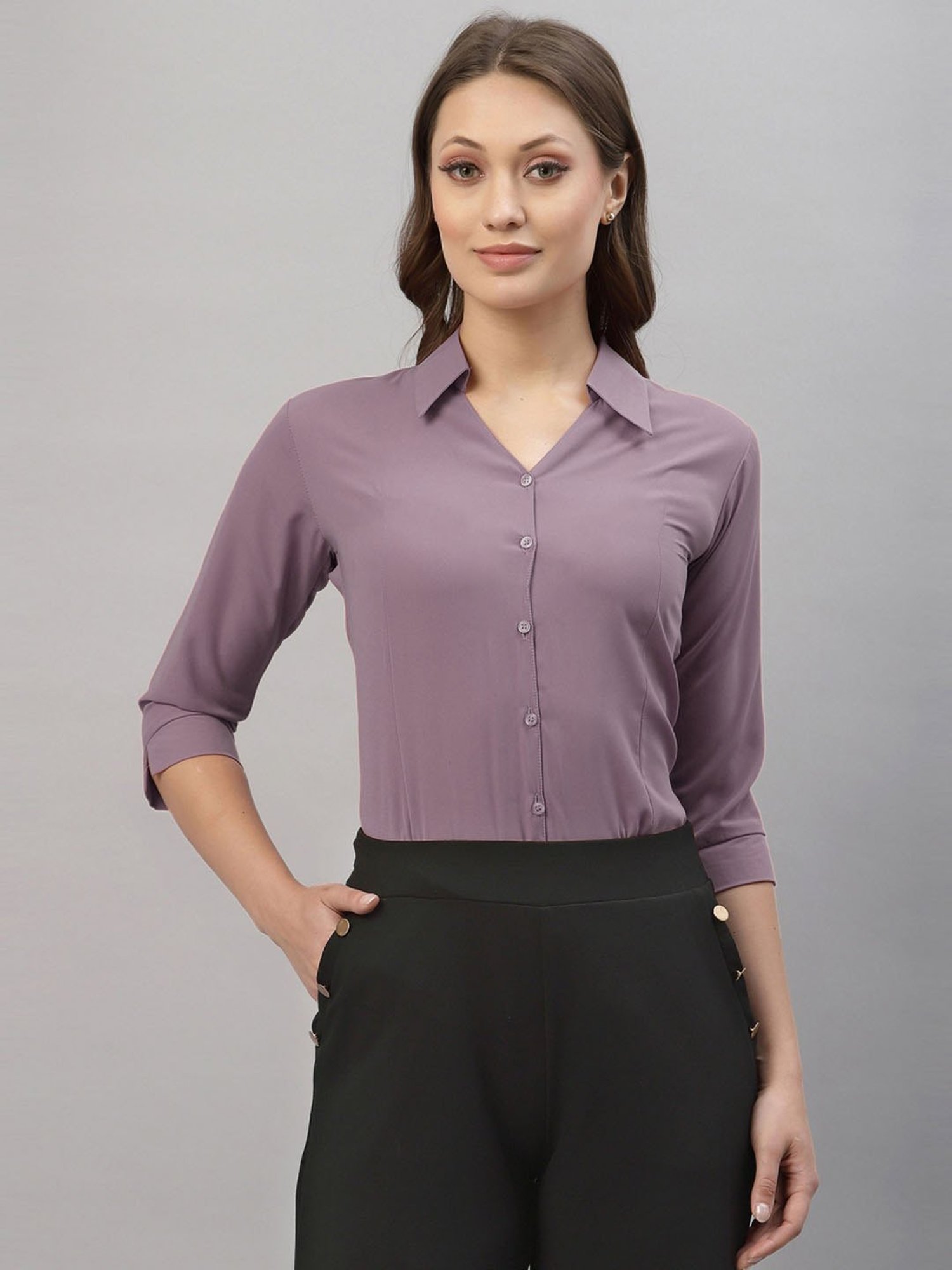 SELVIA Purple Regular Fit Formal Shirt