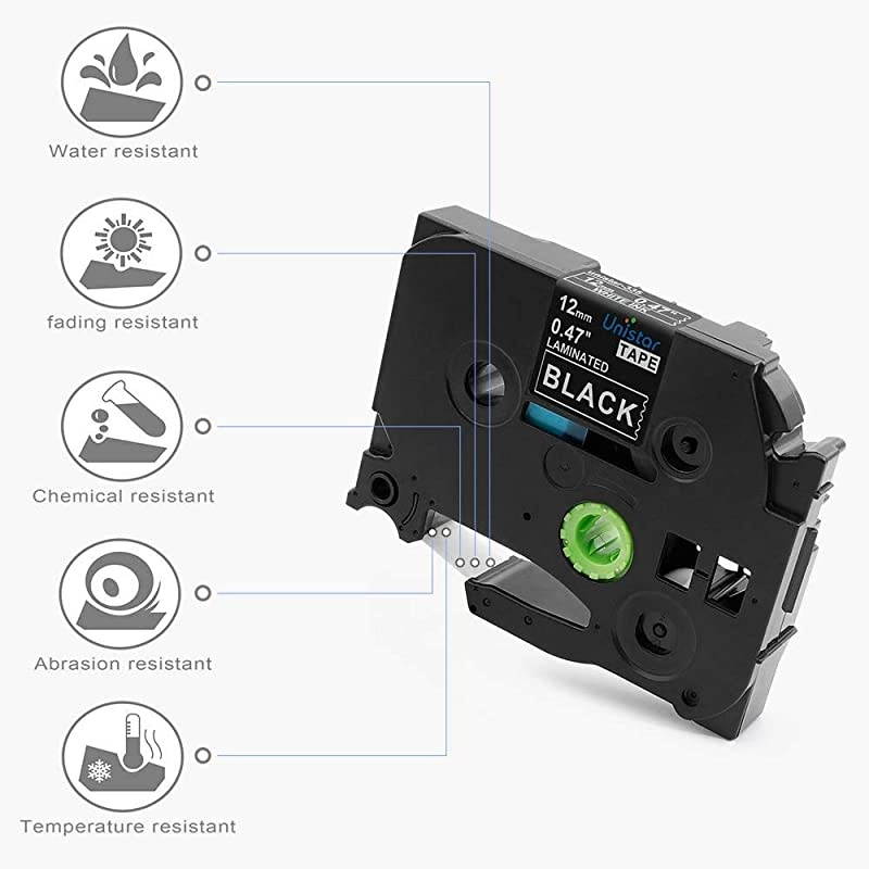 Compatible Label Tape Replacement for DYMO Label Cassette 1/2 Inch 12mm Black on White Tape D1 45013 S0720530 for Label Maker 280 160 360D 420P 450D Refill Cartridge, 5 Pack