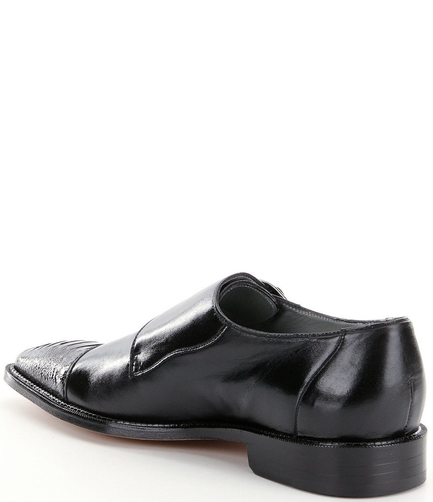 Belvedere Men's Amico Double Monk Strap Ostrich and Calfskin Dress Shoes