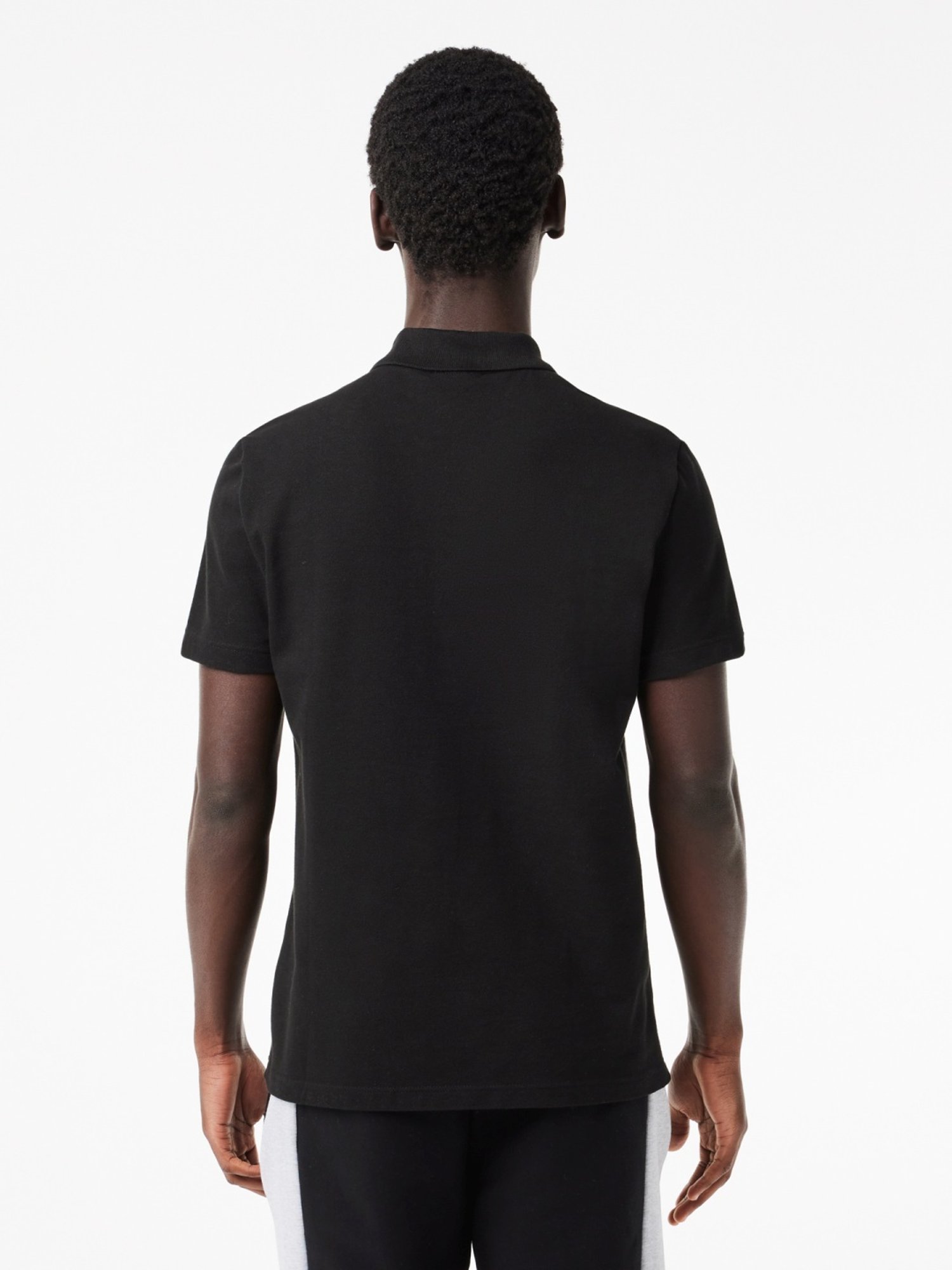 Lacoste Black Cotton Regular Fit Logo Printed Polo T-Shirt