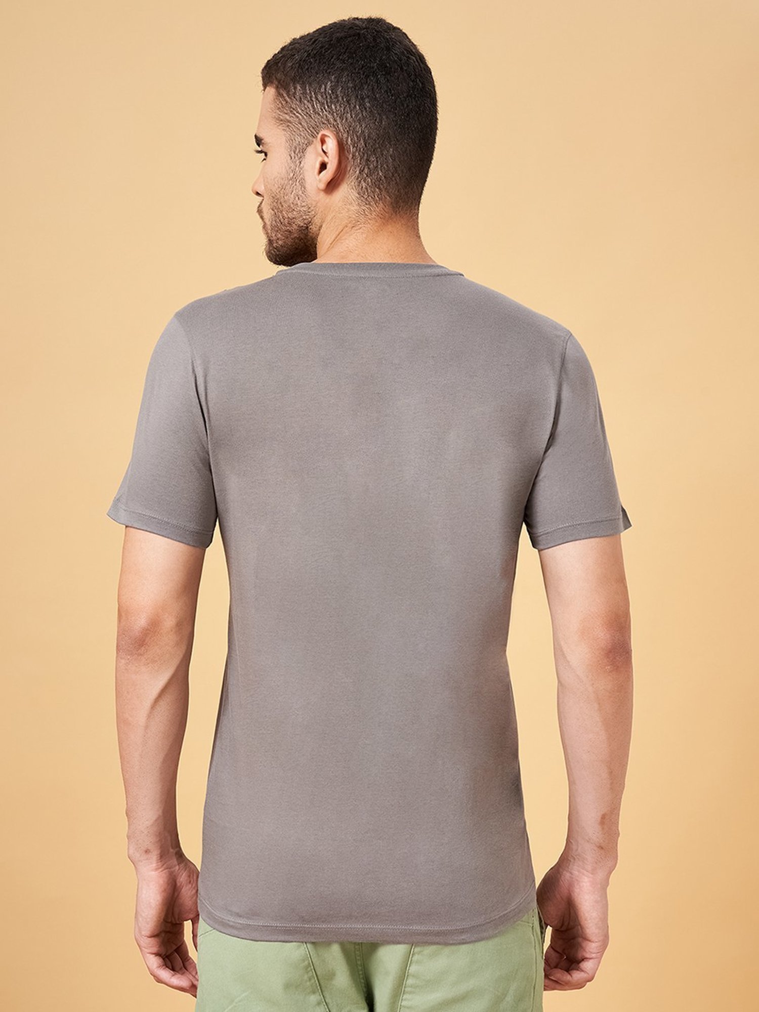 Urban Ranger by Pantaloons Mid Grey Cotton Slim Fit Printed T-Shirt