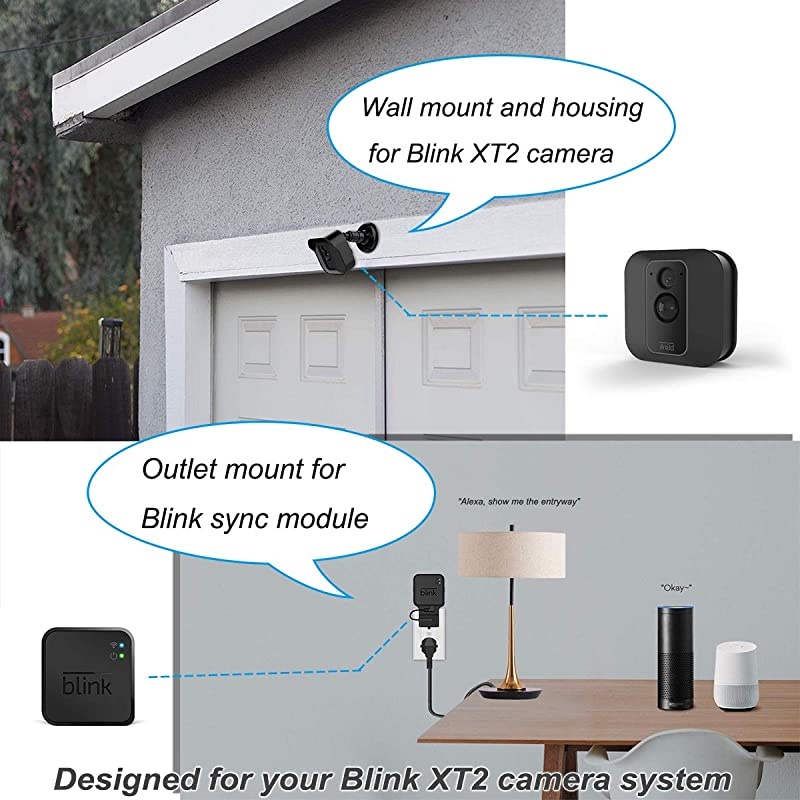 XT2 Camera Wall Mount Bracket Weatherproof Protective Cover and 360 Degree Adjustable Camera Mount with Sync Module Outlet Mount for XT2 Home Security Camera System Black 3 Pack