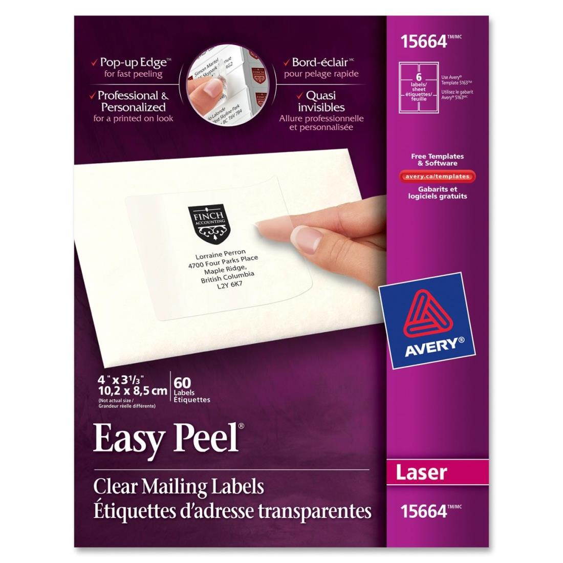 Avery Clear Easy Peel Mailing Labels