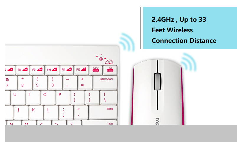 Rapoo 8000 Office Ergonomic Design Keyboard And Mouse Combo, Cool Exterior Waterproof Wireless, 2.4GHZ 33 Feet Wireless Connection-Black