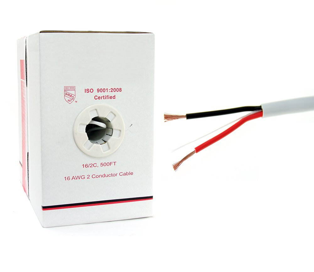 FiveStar Cable UL listed 16 AWG 2C Bare Copper Speaker Cable, 500 Feet - White