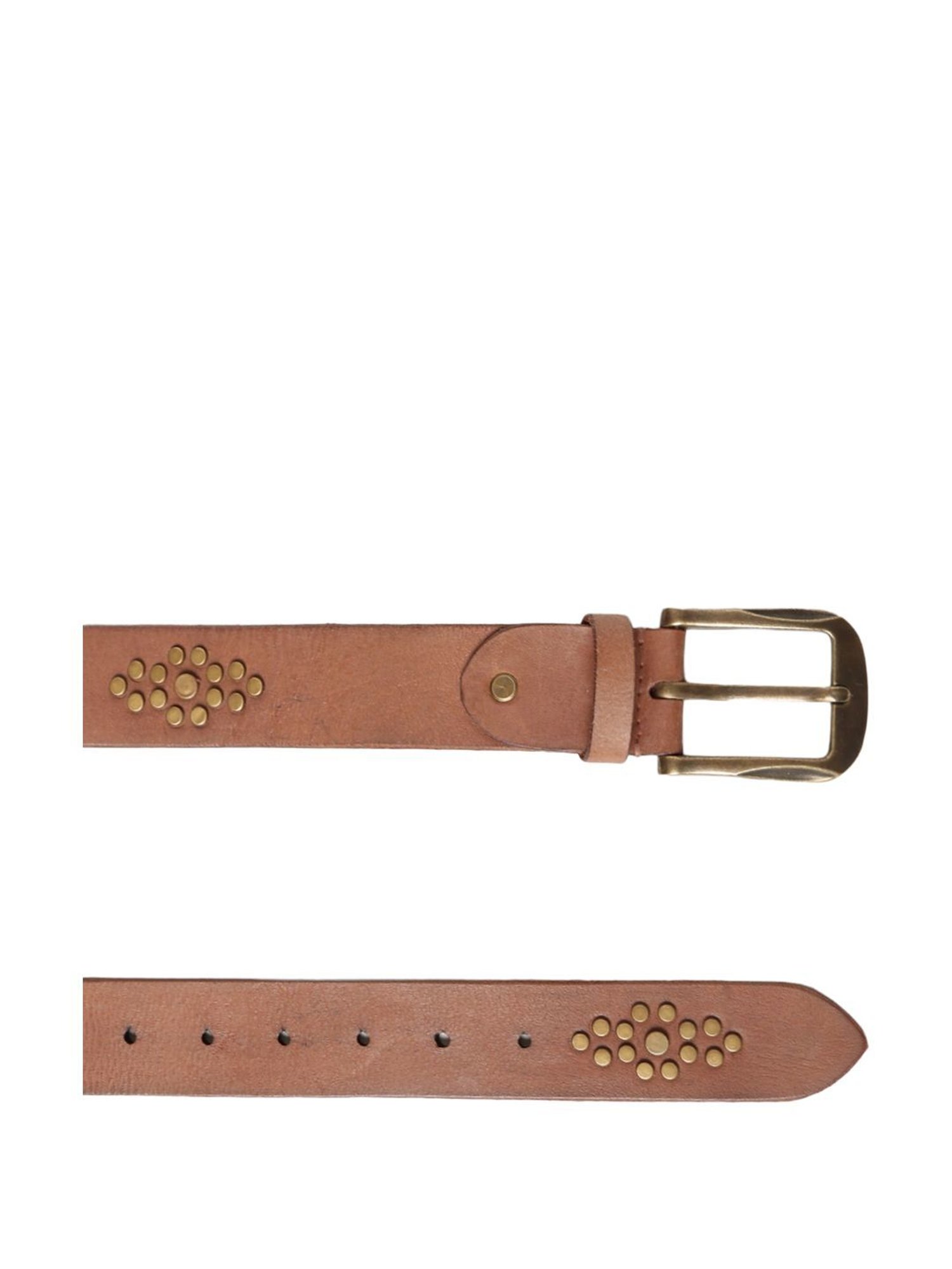 Art N Vintage Beige Leather Waist Belt For Men