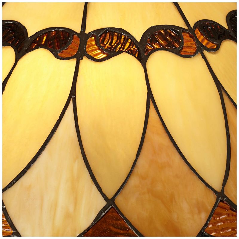 Robert Louis Tiffany Traditional Table Lamp Dark Bronze Sculptural Stained Art Glass Shade for Living Room Bedroom Bedside Family