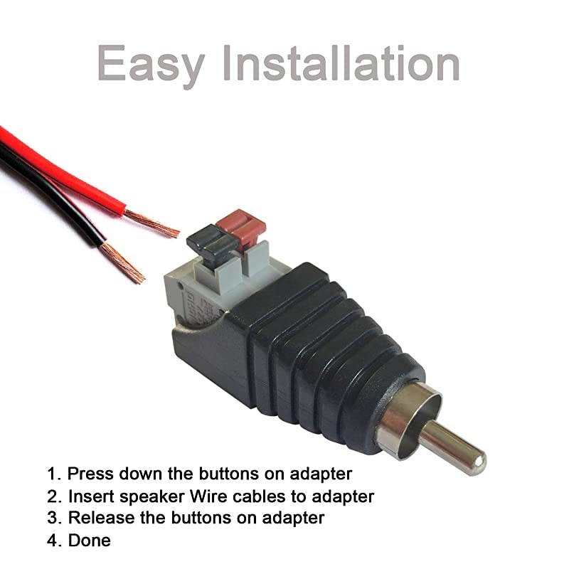 10 pcs Speaker Wire Cable to Audio Male RCA Connector Adapter Jack