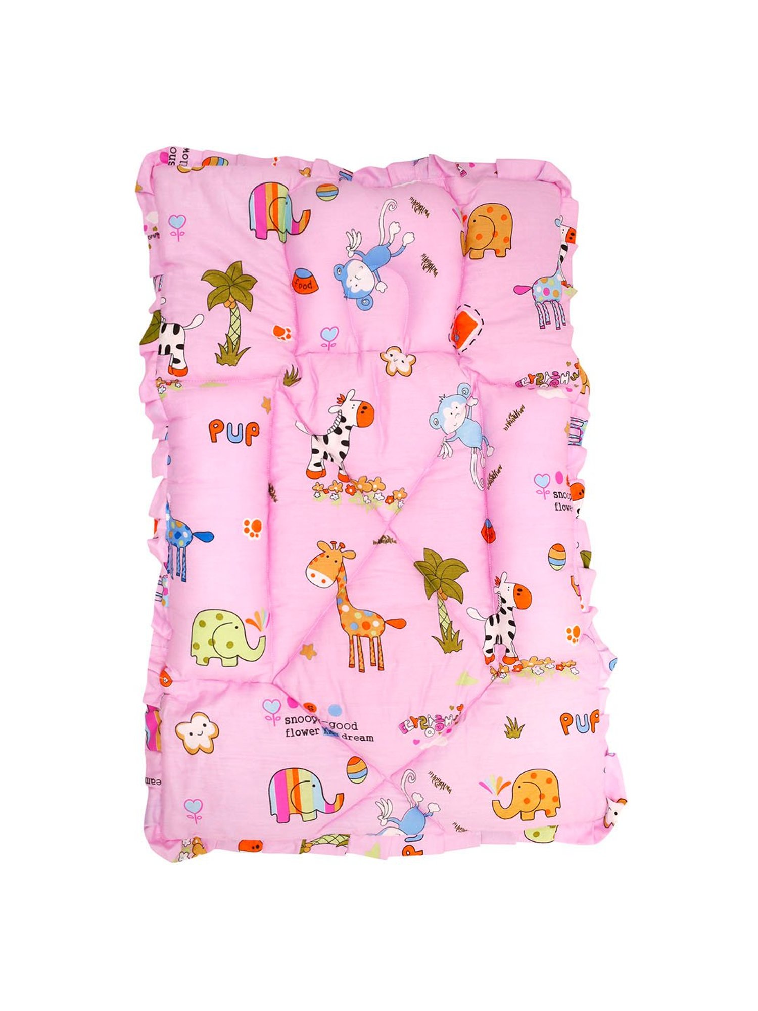Baby Moo Savanna Ooh Na Na Pink Mattress with Fixed Neck Pillow and Bolsters