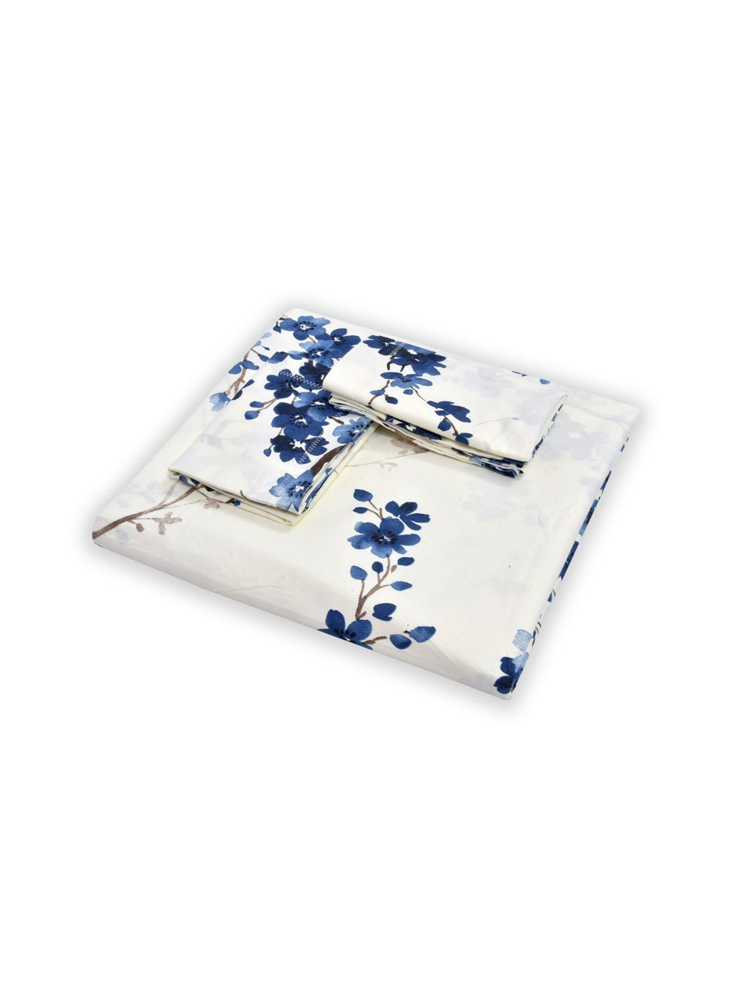 Haus & Kinder Floral Grace Printed Blue 186 TC Cotton Bed Sheet with 2 Pillow Covers