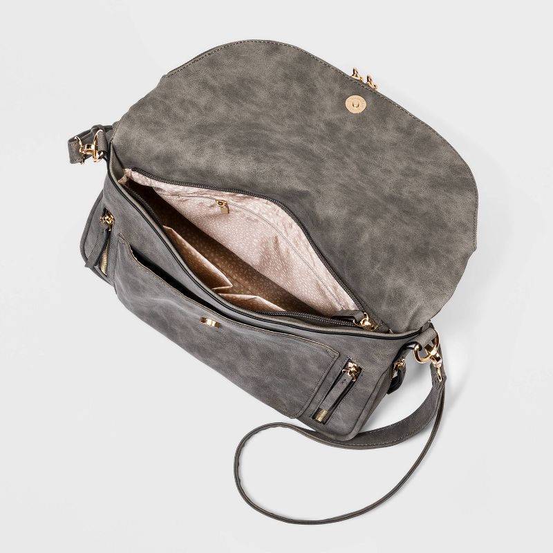 VR NYC Magnetic Strap Closure Mosaic Design Denim Laser Cut Crossbody Bag - Blue