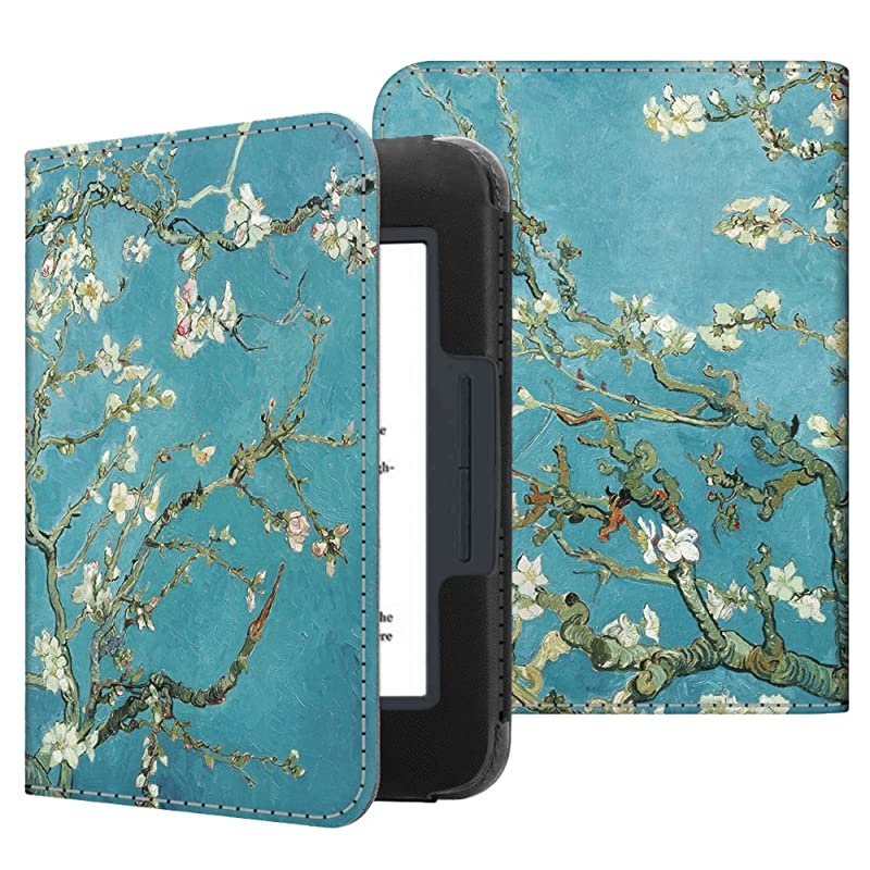Case for Nook GlowLight 3 Slim Fit Premium Vegan Leather Folio Cover for Barnes and Noble Nook GlowLight 3 eReader 2017 Release Model BNRV520 Blossom