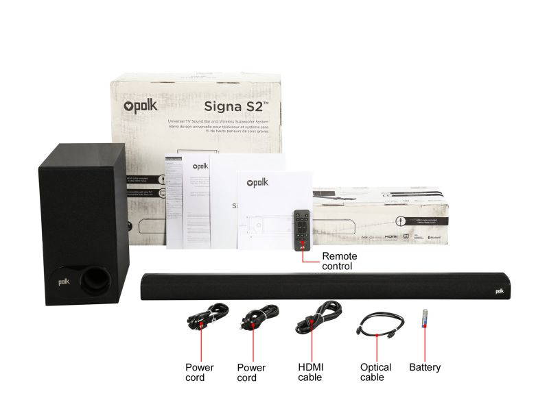 Polk Audio Signa S2 Universal TV Sound Bar and Wireless Subwoofer System