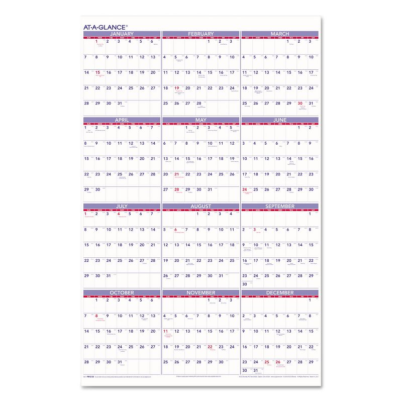At-A-Glance Yearly Wall Calendar 24 x 36 2020 PM1228