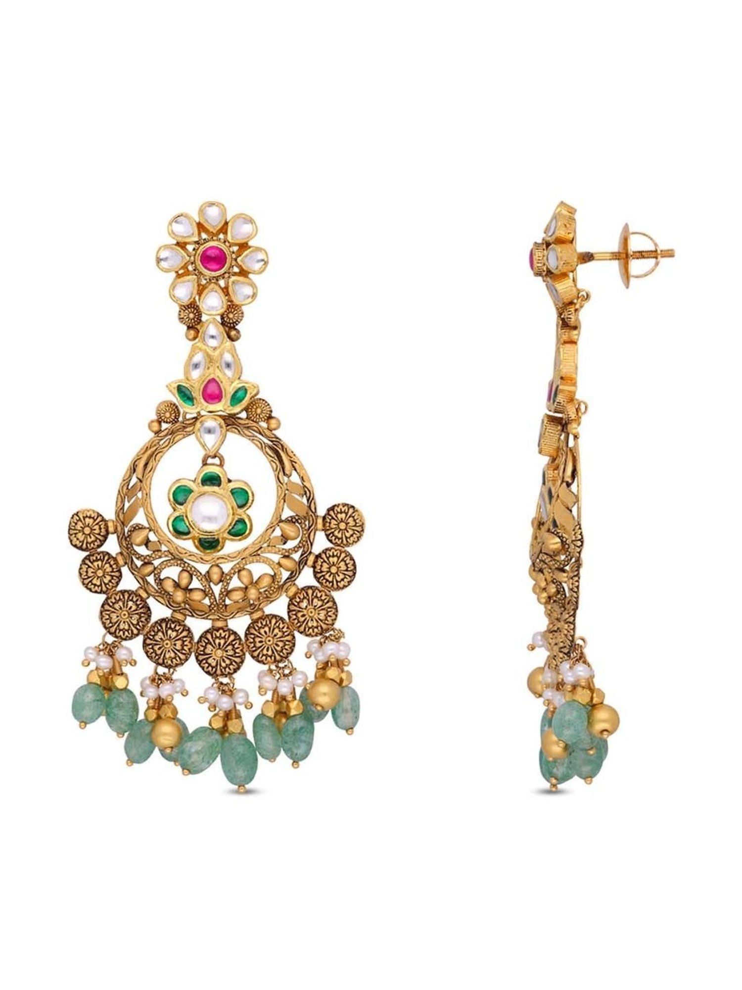 CKC Timeless Elegance: Heritage Gold Drops Set with Kundan and Stones